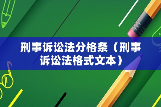 刑事訴訟法分格條（刑事訴訟法格式文本）