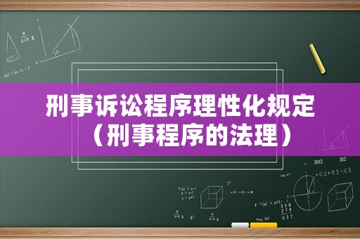 刑事訴訟程序理性化規(guī)定（刑事程序的法理）