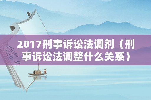 2017刑事訴訟法調(diào)劑（刑事訴訟法調(diào)整什么關(guān)系）