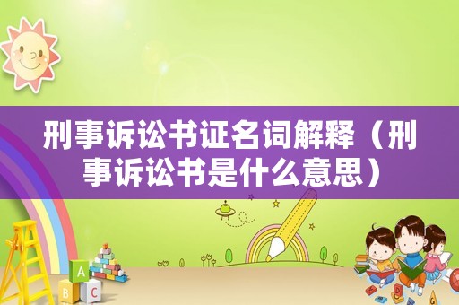 刑事訴訟書證名詞解釋（刑事訴訟書是什么意思）