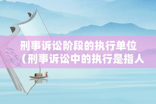 刑事訴訟階段的執(zhí)行單位（刑事訴訟中的執(zhí)行是指人民法院）