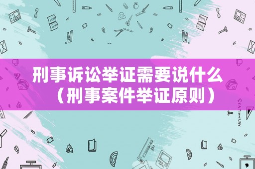 刑事訴訟舉證需要說什么（刑事案件舉證原則）