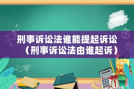 刑事訴訟法誰能提起訴訟（刑事訴訟法由誰起訴）
