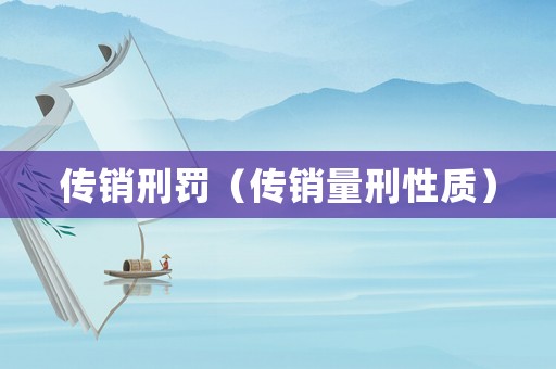 傳銷刑罰（傳銷量刑性質(zhì)）