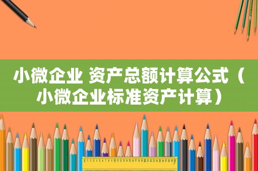 小微企業(yè) 資產(chǎn)總額計(jì)算公式（小微企業(yè)標(biāo)準(zhǔn)資產(chǎn)計(jì)算）
