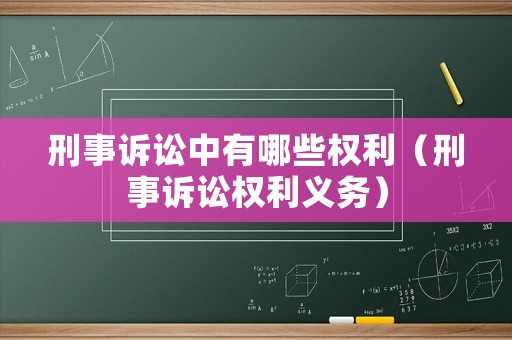 刑事訴訟中有哪些權(quán)利（刑事訴訟權(quán)利義務(wù)）