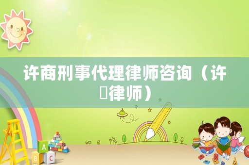 許商刑事代理律師咨詢(xún)（許翾律師）