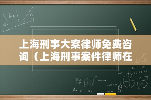 上海刑事大案律師免費(fèi)咨詢（上海刑事案件律師在線咨詢）