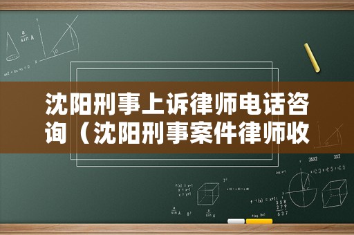沈陽刑事上訴律師電話咨詢（沈陽刑事案件律師收費標準）