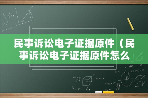 民事訴訟電子證據(jù)原件（民事訴訟電子證據(jù)原件怎么查）