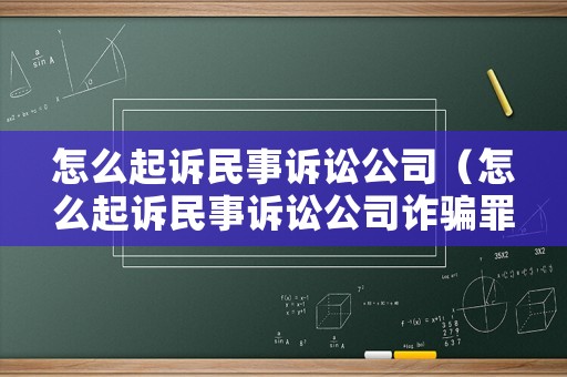 怎么起訴民事訴訟公司（怎么起訴民事訴訟公司詐騙罪）