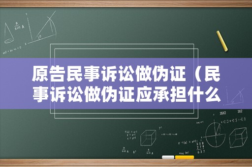 原告民事訴訟做偽證（民事訴訟做偽證應(yīng)承擔(dān)什么責(zé)任）