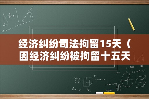 經(jīng)濟糾紛司法拘留15天（因經(jīng)濟糾紛被拘留十五天后會怎樣）