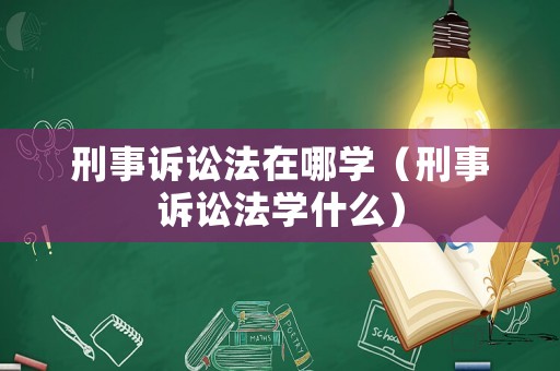 刑事訴訟法在哪學（刑事訴訟法學什么）