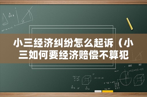 小三經(jīng)濟(jì)糾紛怎么起訴（小三如何要經(jīng)濟(jì)賠償不算犯法）