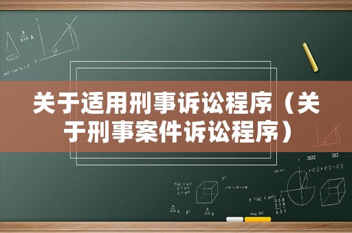 關(guān)于適用刑事訴訟程序（關(guān)于刑事案件訴訟程序）