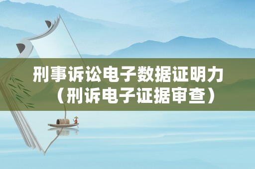 刑事訴訟電子數(shù)據(jù)證明力（刑訴電子證據(jù)審查）