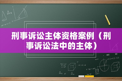 刑事訴訟主體資格案例（刑事訴訟法中的主體）