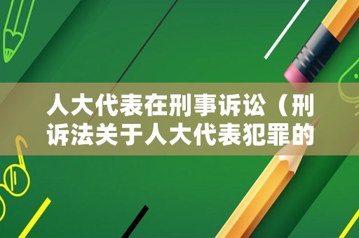 人大代表在刑事訴訟（刑訴法關(guān)于人大代表犯罪的規(guī)定）