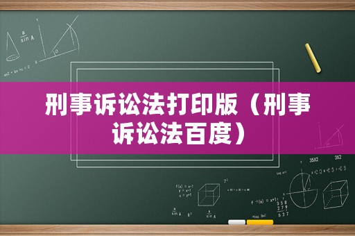 刑事訴訟法打印版（刑事訴訟法百度）