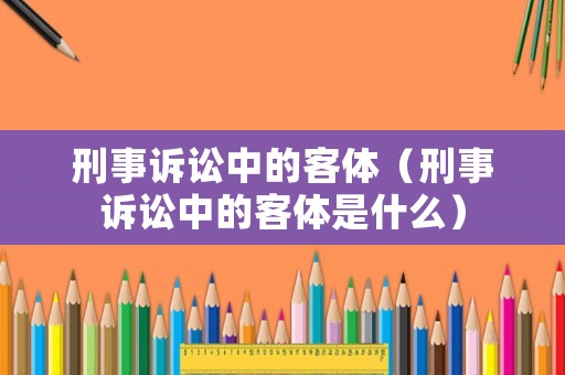 刑事訴訟中的客體（刑事訴訟中的客體是什么）
