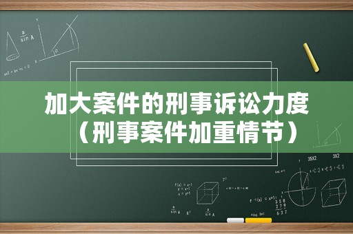 加大案件的刑事訴訟力度（刑事案件加重情節(jié)）