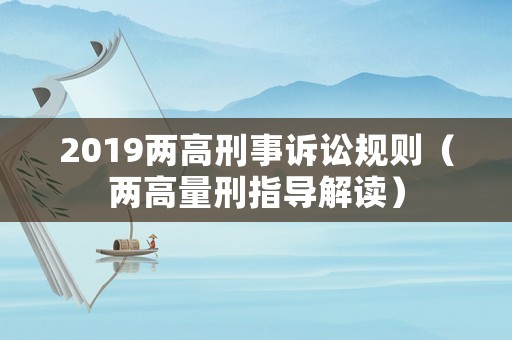 2019兩高刑事訴訟規(guī)則（兩高量刑指導(dǎo)解讀）