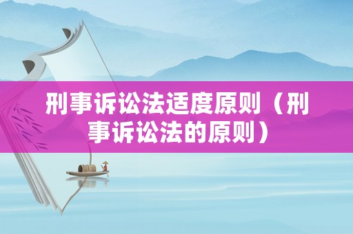 刑事訴訟法適度原則（刑事訴訟法的原則）
