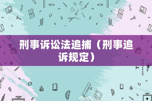刑事訴訟法追捕（刑事追訴規(guī)定）