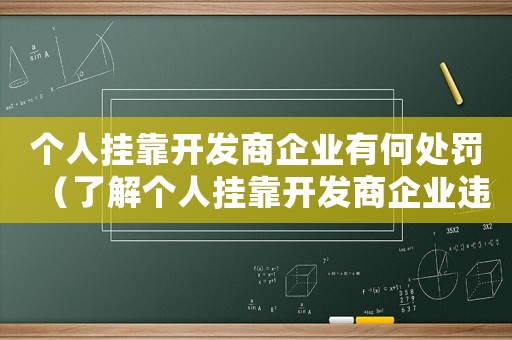 個(gè)人掛靠開(kāi)發(fā)商企業(yè)有何處罰（了解個(gè)人掛靠開(kāi)發(fā)商企業(yè)違規(guī)行為的處罰措施）