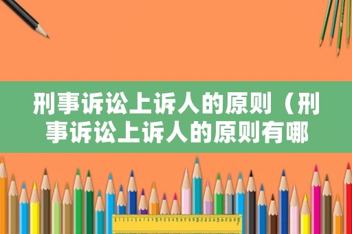 刑事訴訟上訴人的原則（刑事訴訟上訴人的原則有哪些）