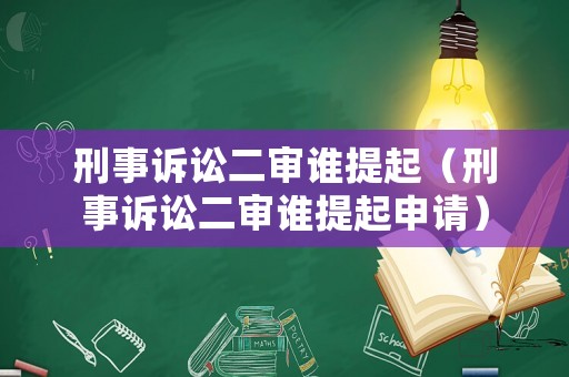 刑事訴訟二審誰提起（刑事訴訟二審誰提起申請）