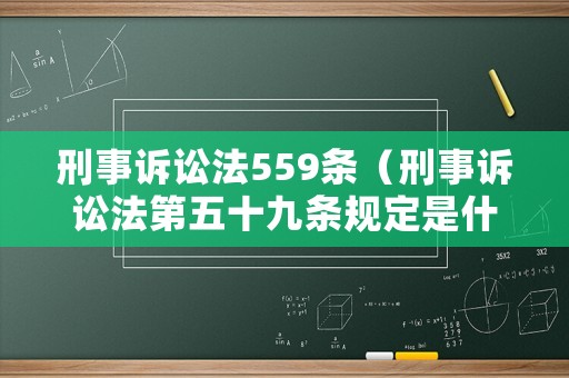刑事訴訟法559條（刑事訴訟法第五十九條規(guī)定是什么）