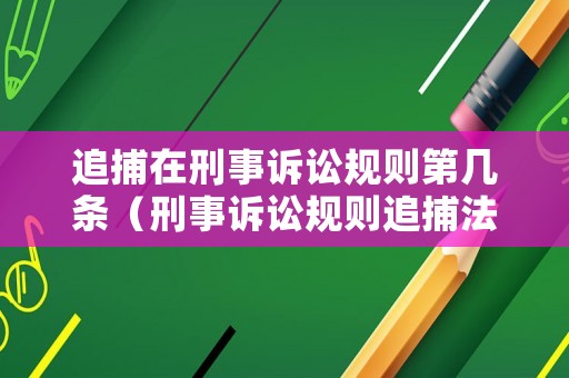 追捕在刑事訴訟規(guī)則第幾條（刑事訴訟規(guī)則追捕法條）