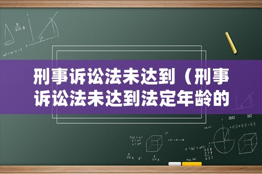 刑事訴訟法未達(dá)到（刑事訴訟法未達(dá)到法定年齡的怎么處罰）