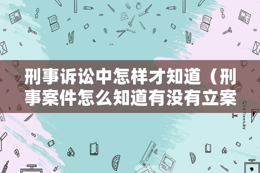 刑事訴訟中怎樣才知道（刑事案件怎么知道有沒有立案）
