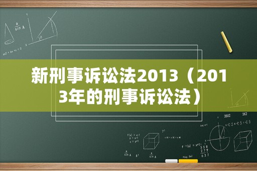 新刑事訴訟法2013（2013年的刑事訴訟法）
