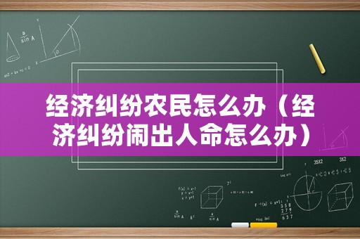 經(jīng)濟(jì)糾紛農(nóng)民怎么辦（經(jīng)濟(jì)糾紛鬧出人命怎么辦）