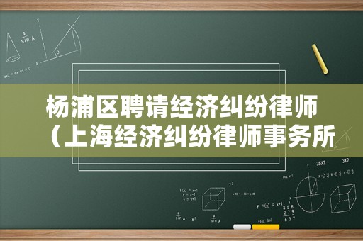 楊浦區(qū)聘請(qǐng)經(jīng)濟(jì)糾紛律師（上海經(jīng)濟(jì)糾紛律師事務(wù)所）