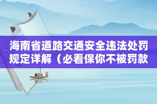 海南省道路交通安全違法處罰規(guī)定詳解（必看保你不被罰款）