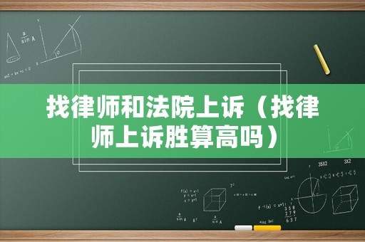 找律師和法院上訴（找律師上訴勝算高嗎）
