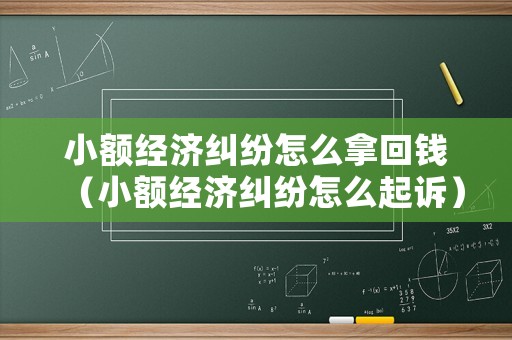 小額經(jīng)濟糾紛怎么拿回錢（小額經(jīng)濟糾紛怎么起訴）