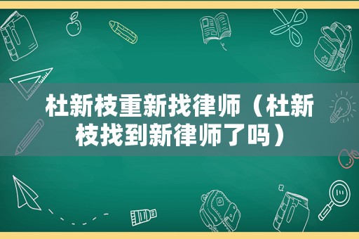 杜新枝重新找律師（杜新枝找到新律師了嗎）