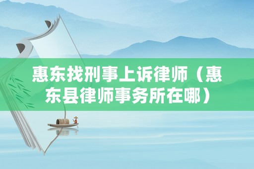 惠東找刑事上訴律師（惠東縣律師事務(wù)所在哪）