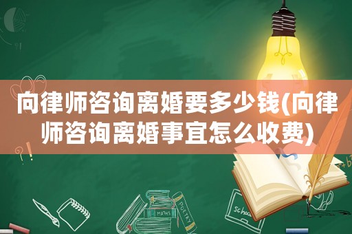 向律師咨詢離婚要多少錢(向律師咨詢離婚事宜怎么收費)