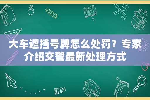 大車遮擋號牌怎么處罰？專家介紹交警最新處理方式