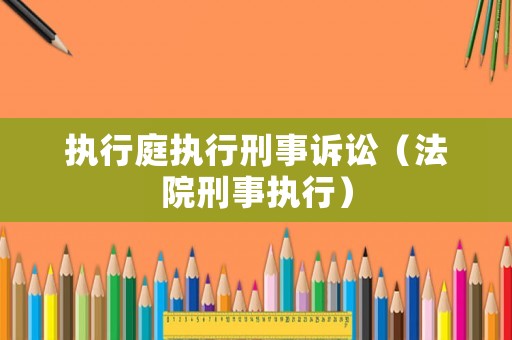 執(zhí)行庭執(zhí)行刑事訴訟（法院刑事執(zhí)行）