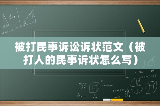 被打民事訴訟訴狀范文（被打人的民事訴狀怎么寫）