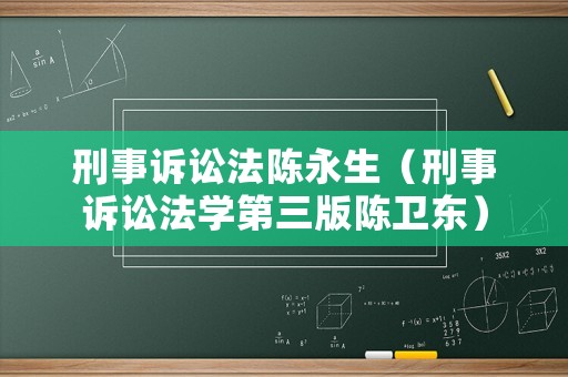 刑事訴訟法陳永生（刑事訴訟法學(xué)第三版陳衛(wèi)東）