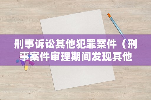 刑事訴訟其他犯罪案件（刑事案件審理期間發(fā)現(xiàn)其他犯罪事實）
